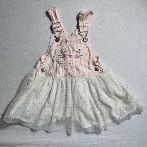 OshKosh B’gosh Other - Oshkosh B'Gosh Light Pink Jean Jumper with Bunny Face and Tail Tulle Bottom 2T